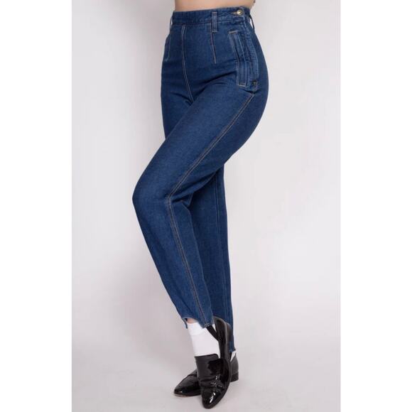 Vintage 80s Lizwear Women’s Stirrup Pull On High Waist Stretch Denim Jeans sz 10 - Picture 1 of 11